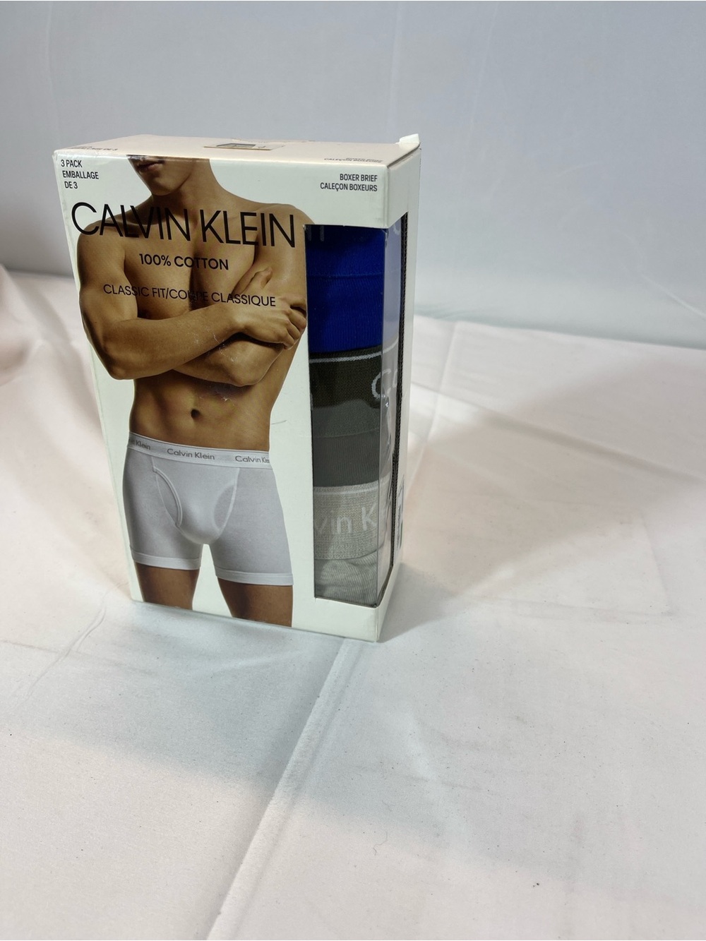 Calvin Klein 3-Pack Boxer Briefs in Blue, Black, and Gray